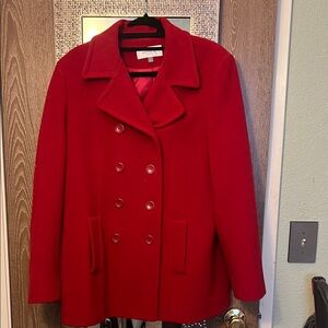 Elegant Women's Red Peacoat